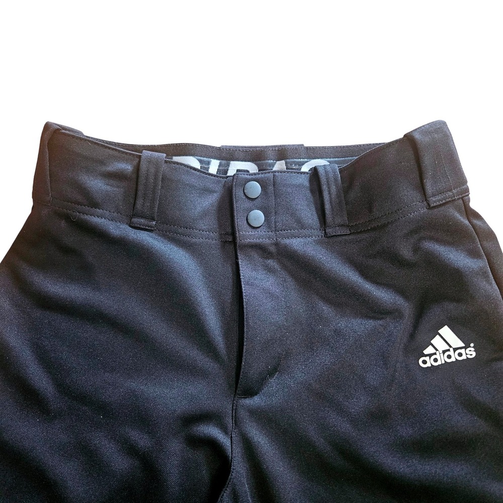 Adidas Mens Baseball Softball Pants Black Small Double Snap Elastic Cuff Logo